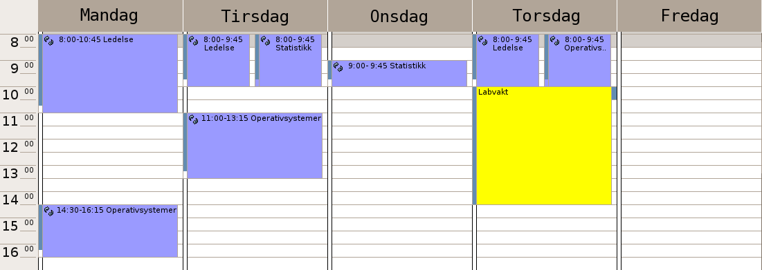 Einars timeplan